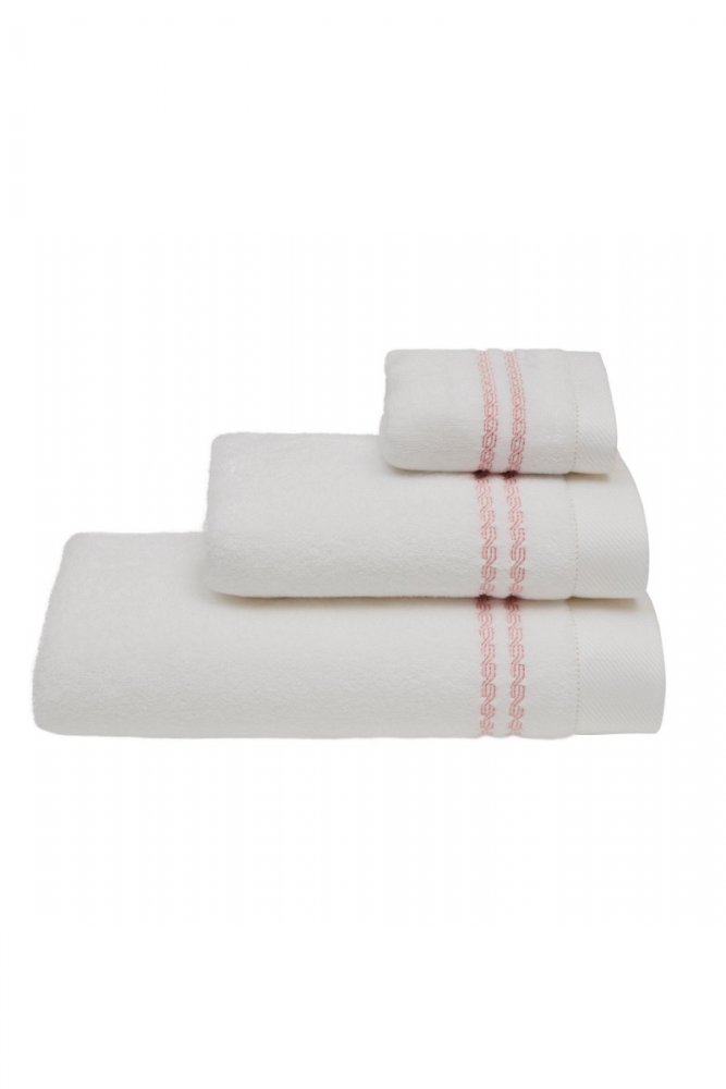 Soft Cotton 3x malý ručník Bílá / růžová výšivka CHAINE 30x50 cm 