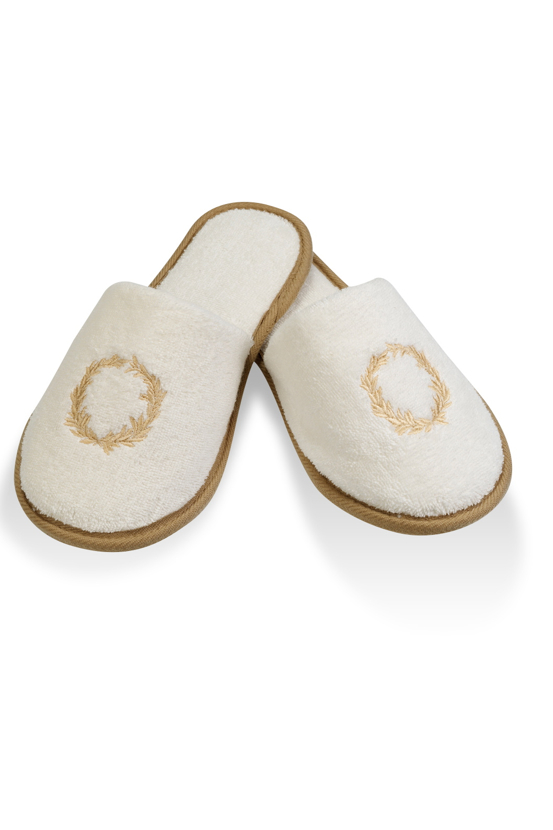 Soft Cotton Pánské pantofle SEHZADE Smetanová / zlatá výšivka 30 cm (vel.42/44)
