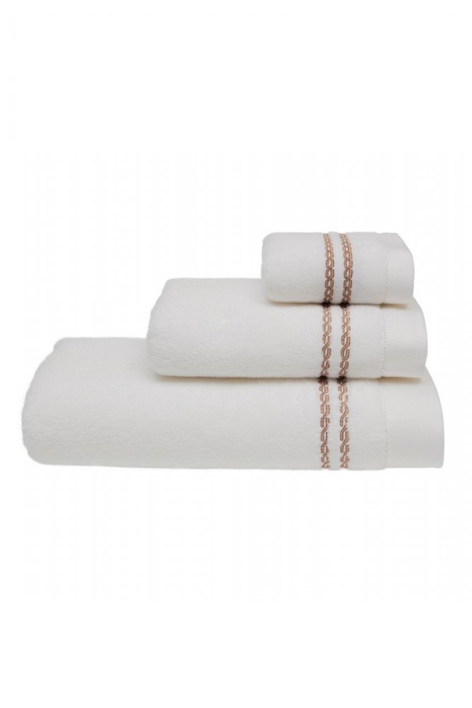 Soft Cotton Ručník CHAINE 50x100 cm Bílá / růžová výšivka 